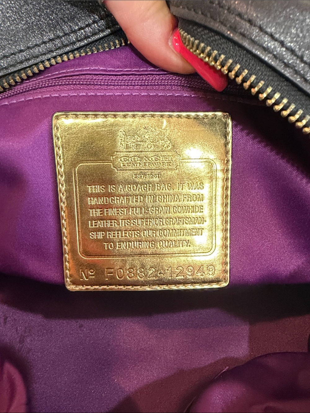 Coach Black Leather Satchel with Gold Hardware and Charm - Picture 9 of 10